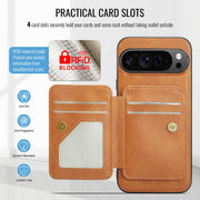 For Google Pixel 9 Pro XL Fierre Shann Cowhide Horizontal Flip Magnetic Card Holder Phone Case(Brown)