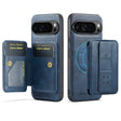 For Google Pixel 9 Pro XL Fierre Shann Cowhide Horizontal Flip Magnetic Card Holder Phone Case(Blue) - free shipping - PMC TechLife - Order now!