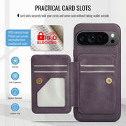 For Google Pixel 9 Pro XL Fierre Shann Cowhide Horizontal Flip Magnetic Card Holder Phone Case(Purple)