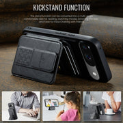 For Google Pixel 9 / 9 Pro Fierre Shann Cowhide Horizontal Flip Magnetic Card Holder Phone Case(Black)