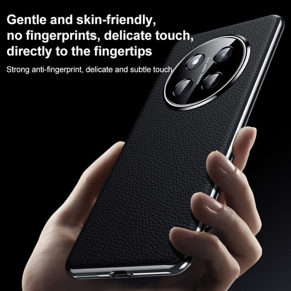 For Honor 300 Ultra Genuine Leather PC Phone Case(Black)