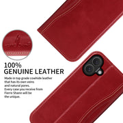 For iPhone 16 Plus Fierre Shann Cowhide Leather Flip Leather Phone Case(Red)