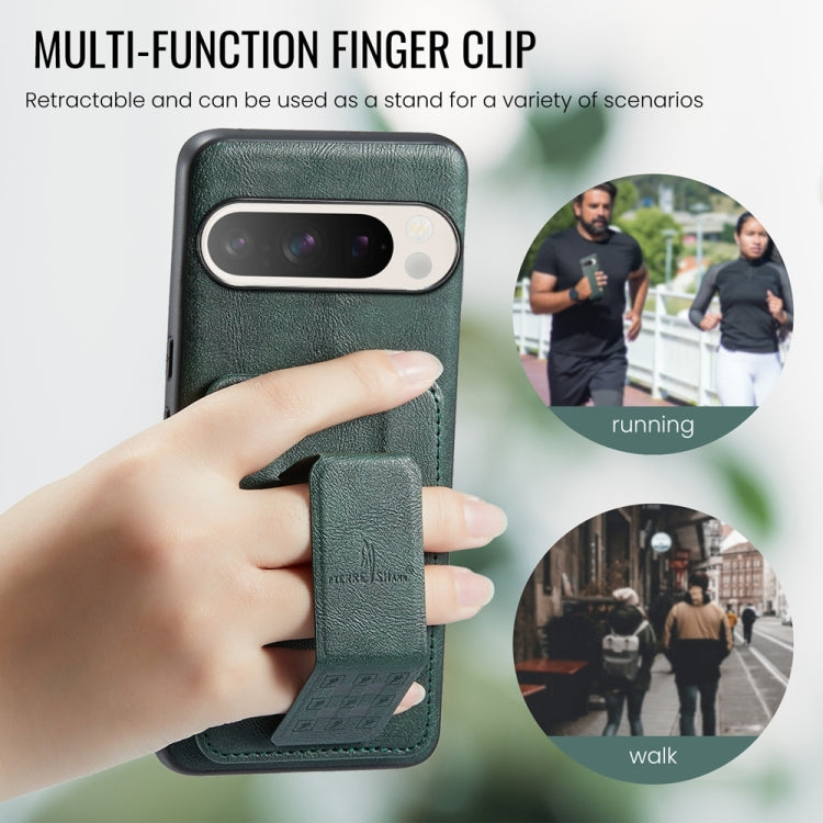 For Google Pixel 9 / 9 Pro Fierre Shann Oil Wax Cow Leather Card Holder Back Phone Case(Green) - free shipping - PMC TechLife - Order now!