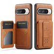 For Google Pixel 9 / 9 Pro Fierre Shann Oil Wax Cow Leather Card Holder Back Phone Case(Brown) - Google Cases by FIERRE SHANN | Online Shopping South Africa | PMC TechLife | Buy Now Pay Later Mobicred