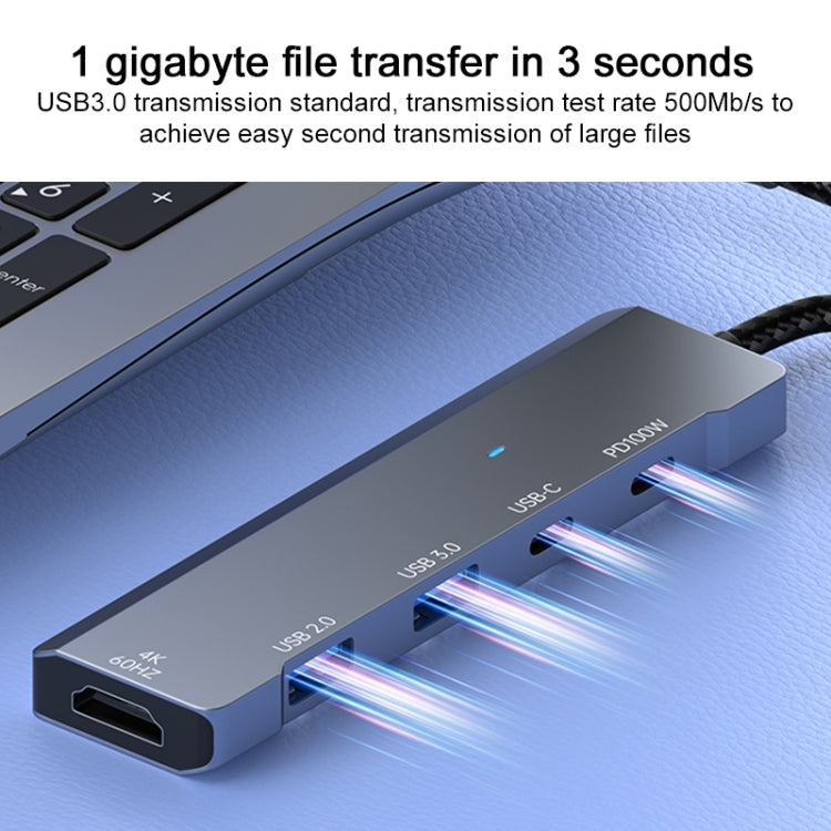 ADS-336 5 in 1 4K 60Hz HDMI, 2 x USB-C / Type-C, 2 x USB Multi-function HUB Expander(Dark Grey) - free shipping - PMC TechLife - Order now!