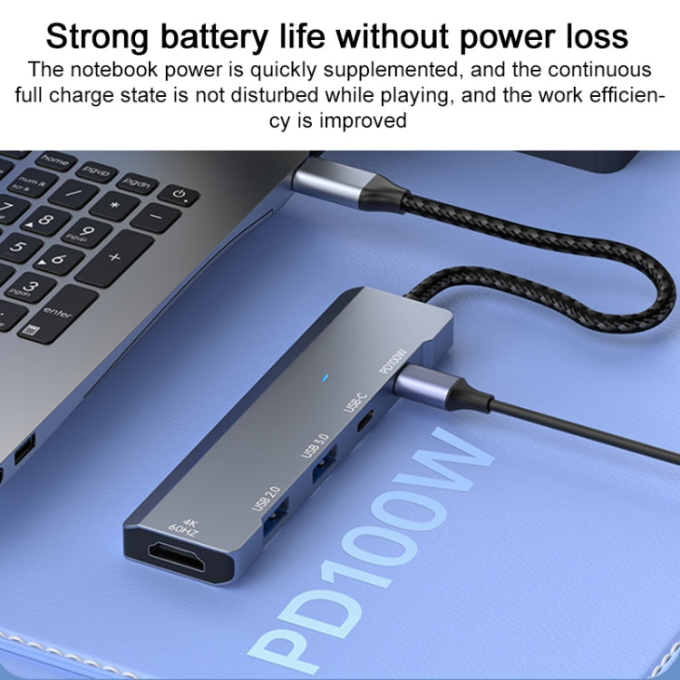 ADS-336 5 in 1 4K 60Hz HDMI, 2 x USB-C / Type-C, 2 x USB Multi-function HUB Expander(Dark Grey) - free shipping - PMC TechLife - Order now!