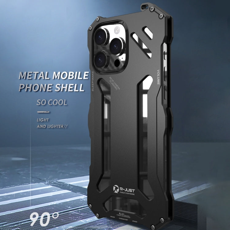 For iPhone 16 Pro Max R-JUST RJ-17 Shockproof Armor Hollow Metal Phone Case(Black)