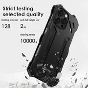For iPhone 16 Plus R-JUST RJ-17 Shockproof Armor Hollow Metal Phone Case(Black)