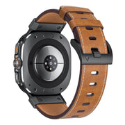 For Samsung Galaxy Watch Ultra 47mm Mecha Style Leather Watch Band(Dark Brown)