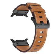 For Samsung Galaxy Watch Ultra 47mm Mecha Style Leather Watch Band(Dark Brown)