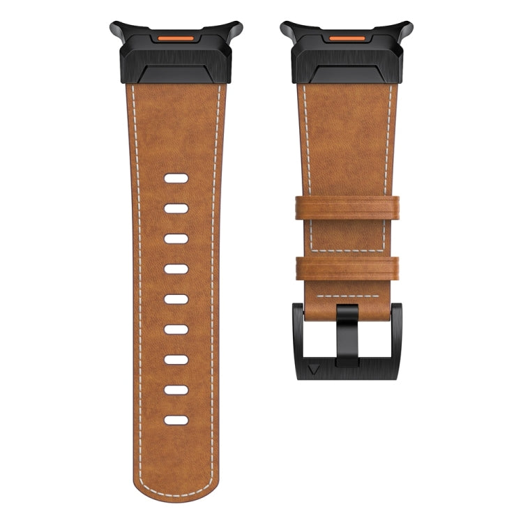 For Samsung Galaxy Watch Ultra 47mm Mecha Style Leather Watch Band(Dark Brown)