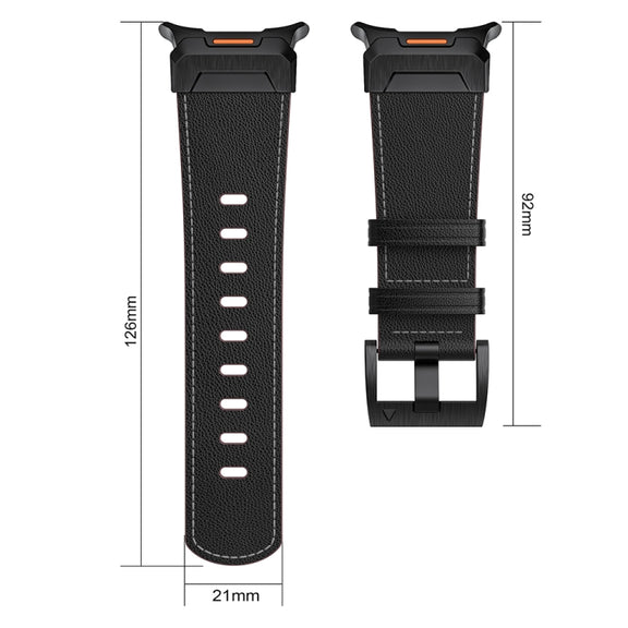 For Samsung Galaxy Watch Ultra 47mm Mecha Style Leather Watch Band(Dark Brown)