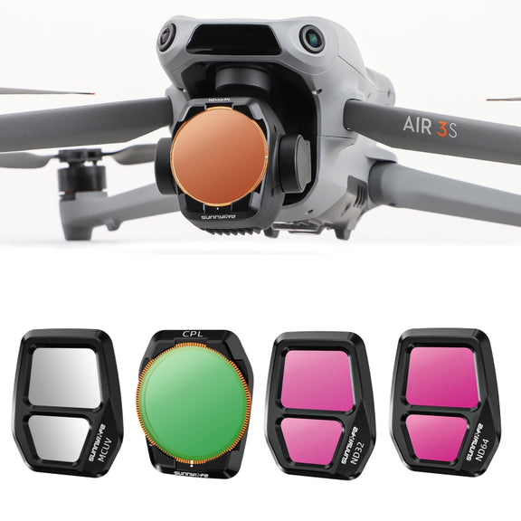 For DJI Air 3S Sunnylife Camera Lens Filter, Filter:4 in 1 UV CPL ND32 ND64