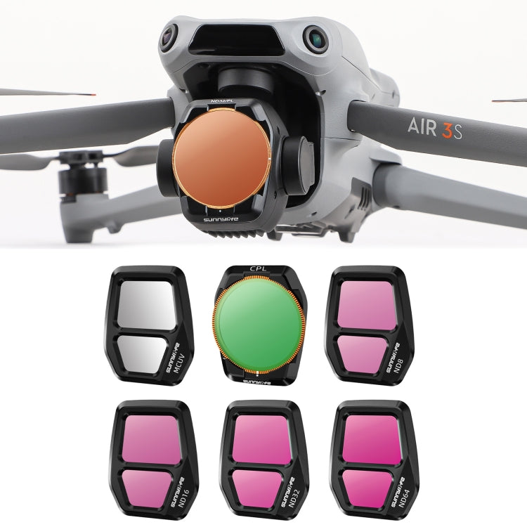 For DJI Air 3S Sunnylife Camera Lens Filter, Filter:6 in 1 UV CPL ND8-64 - free shipping - PMC TechLife - Order now!