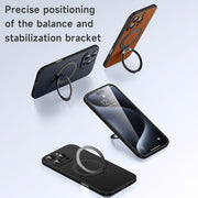 For iPhone 16 Plus SULADA Top Grain Leather MagSafe Magnetic Holder Phone Case(Black)