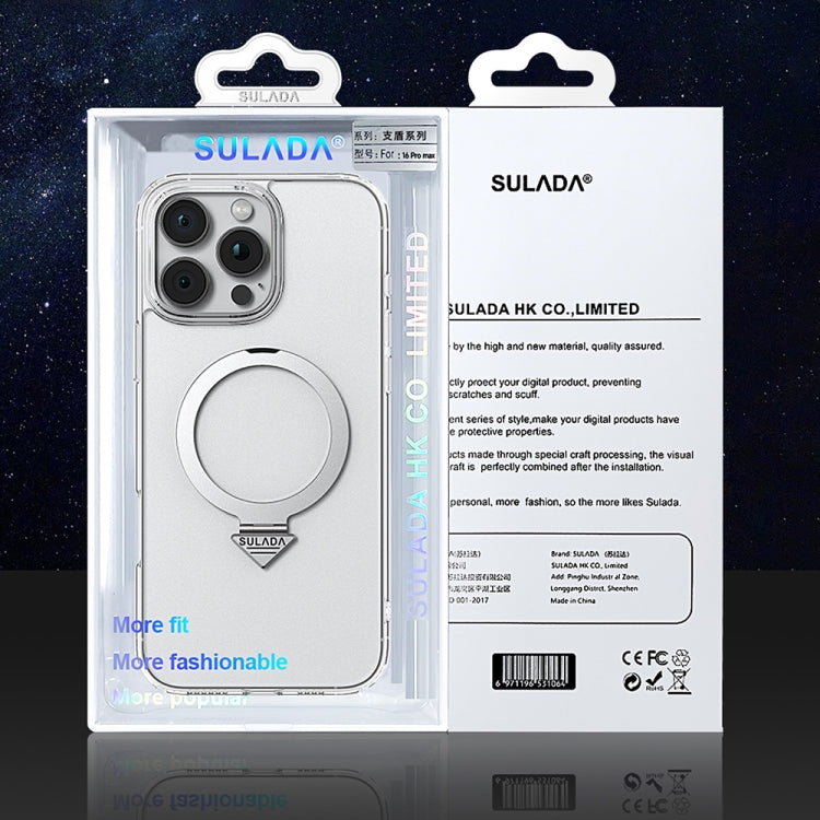 For iPhone 16 Pro Max SULADA Transparent MagSafe Magnetic Holder Phone Case