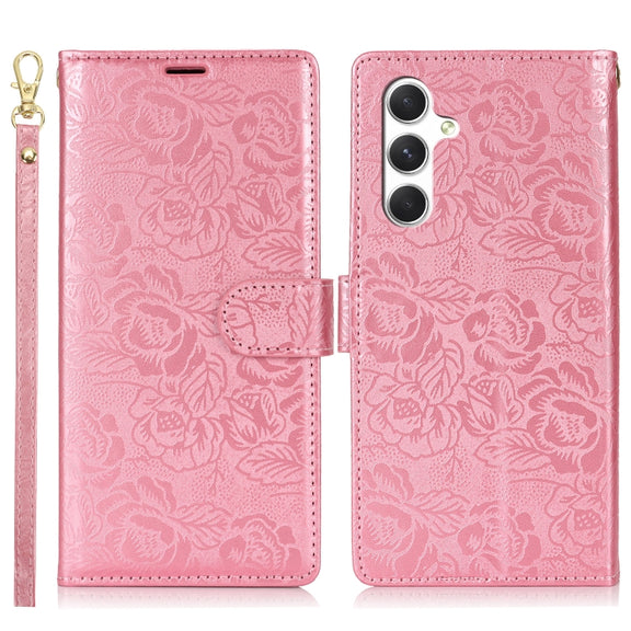 For Samsung Galaxy S25+ 5G Peony Flowers Imprint Leather Phone Case(Pink)