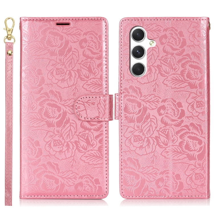 For Samsung Galaxy S25+ 5G Peony Flowers Imprint Leather Phone Case(Pink)