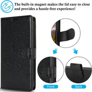 For Samsung Galaxy S25 Ultra 5G Peony Flowers Imprint Leather Phone Case(Black)