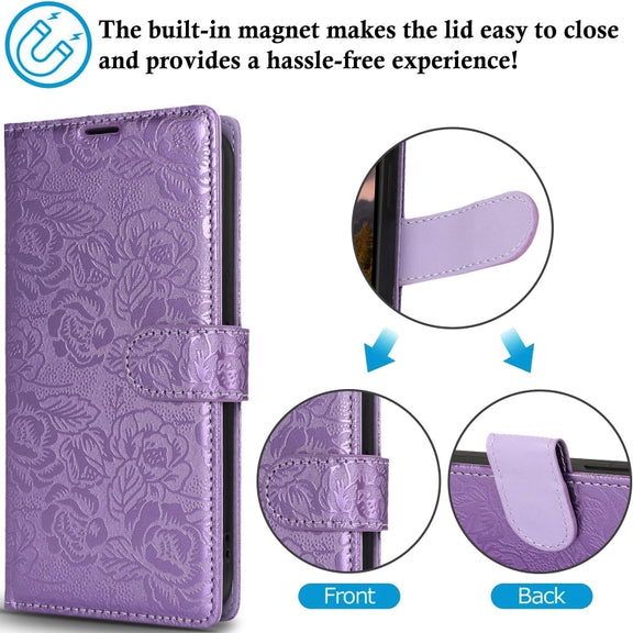 For Samsung Galaxy S25 Ultra 5G Peony Flowers Imprint Leather Phone Case(Purple)