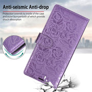 For Samsung Galaxy S25 Ultra 5G Peony Flowers Imprint Leather Phone Case(Purple)