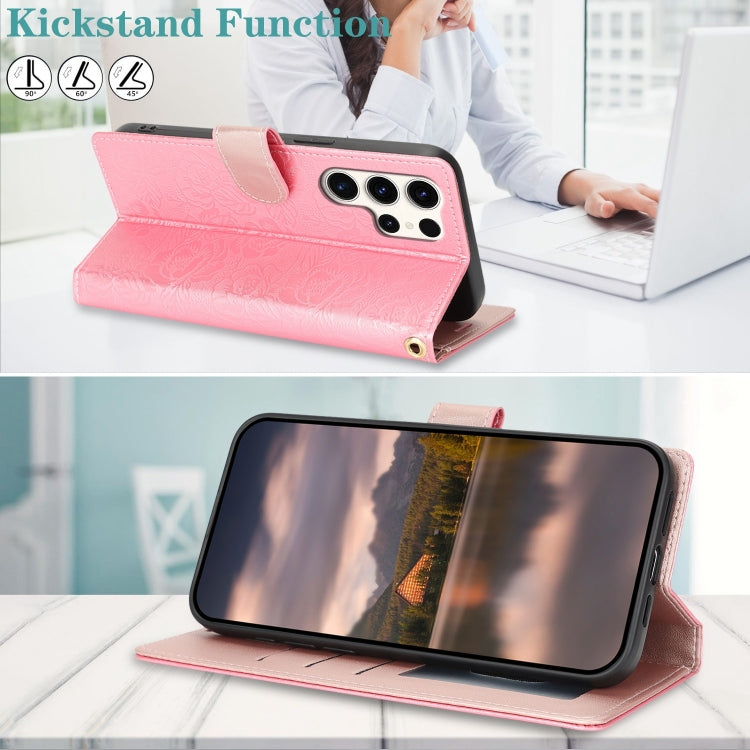 For Samsung Galaxy S25 Ultra 5G Peony Flowers Imprint Leather Phone Case(Pink) - Galaxy S25 Ultra 5G Cases by PMC Jewellery | Online Shopping South Africa | PMC Jewellery | Buy Now Pay Later Mobicred