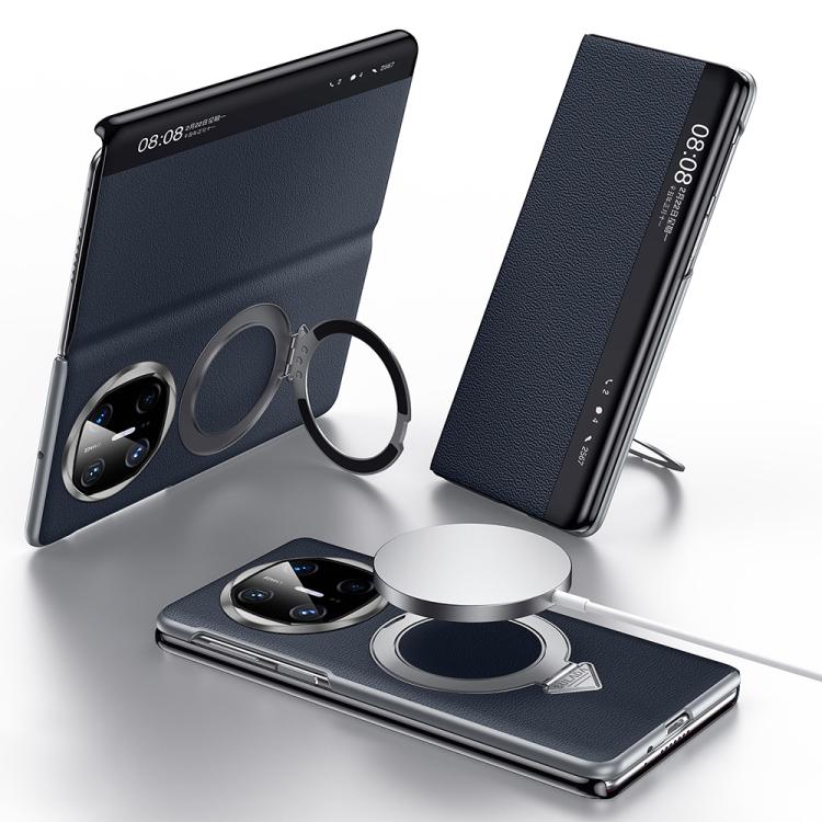 For Huawei Mate X6 SULADA Smart View Window MagSafe Magnetic Holder Leather Phone Case(Blue) - Huawei Cases by SULADA | Online Shopping South Africa | PMC TechLife | Buy Now Pay Later Mobicred