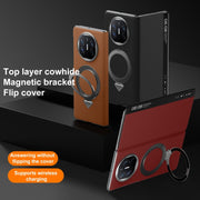 For Huawei Mate X5 / X3 SULADA Smart View Window MagSafe Magnetic Holder Leather Phone Case(Brown)