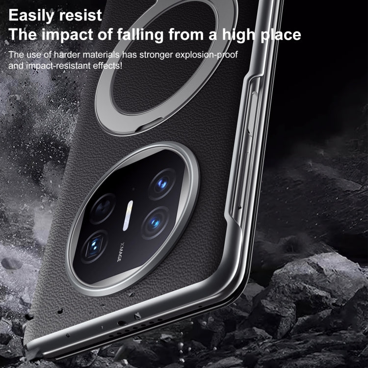 For Huawei Mate X5 / X3 SULADA Smart View Window MagSafe Magnetic Holder Leather Phone Case(Brown)