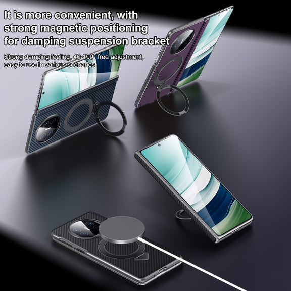 For Huawei Mate X6 SULADA Kevlar Texture MagSafe Magnetic Holder Phone Case(Black)
