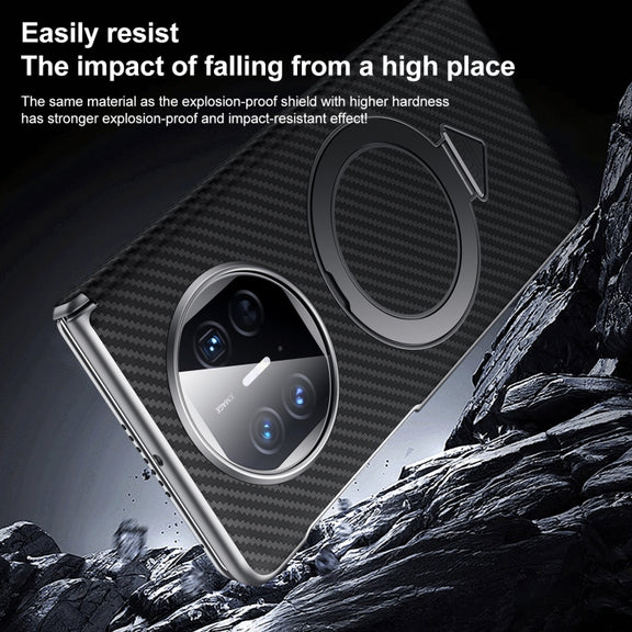 For Huawei Mate X6 SULADA Kevlar Texture MagSafe Magnetic Holder Phone Case(Black)