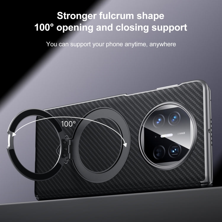 For Huawei Mate X6 SULADA Kevlar Texture MagSafe Magnetic Holder Phone Case(Black)