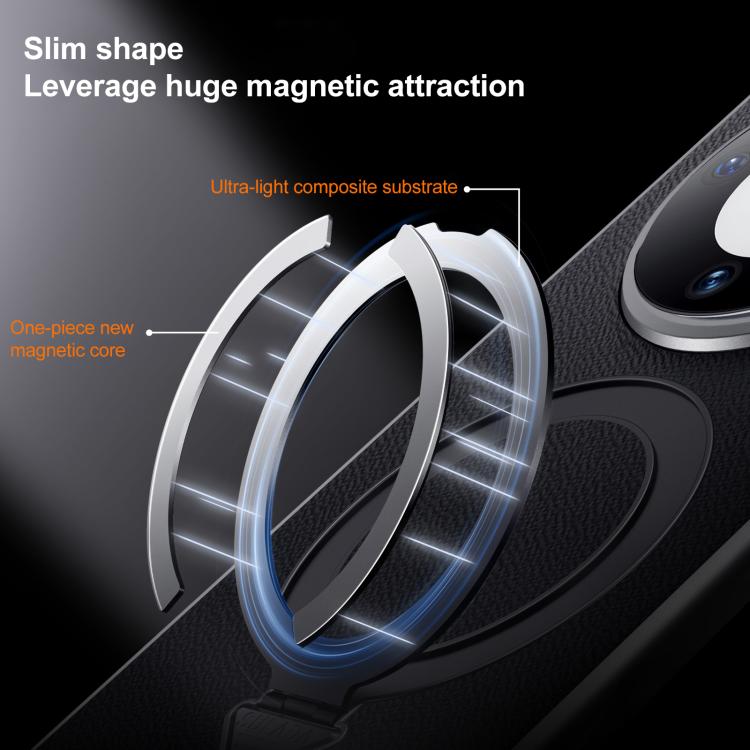 For Huawei Pura 70 Ultra SULADA Top Grain Leather MagSafe Magnetic Holder Phone Case(Black) - Huawei Cases by SULADA | Online Shopping South Africa | PMC Jewellery | Buy Now Pay Later Mobicred