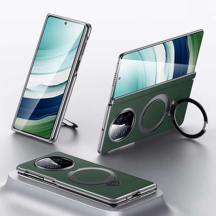 For Huawei Mate X5 / X3 SULADA Top Grain Leather MagSafe Magnetic Holder Phone Case(Green) - Huawei Cases by SULADA | Online Shopping South Africa | PMC TechLife | Buy Now Pay Later Mobicred