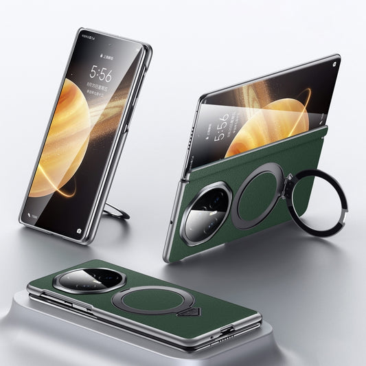 For Honor Magic V3 SULADA Top Grain Leather MagSafe Magnetic Holder Phone Case(Green) - free shipping - PMC Jewellery - Order now!