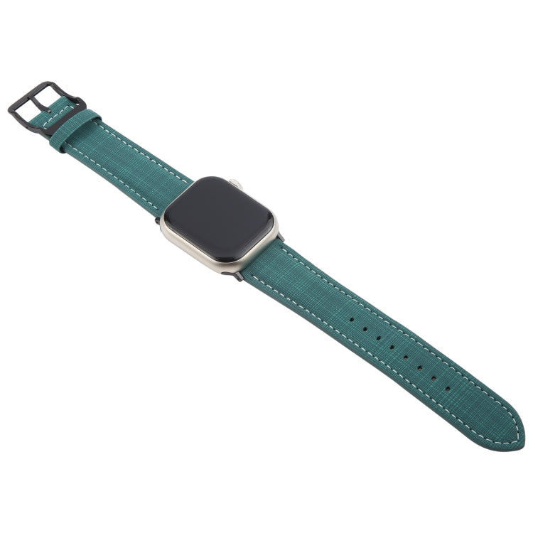 For Apple Watch 46mm / 49mm / 45mm / 44mm Plaid Buckle Microfiber Leather Watch Band(Green)