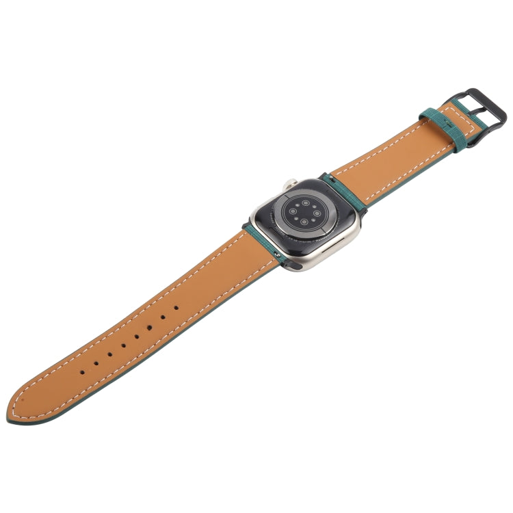 For Apple Watch 46mm / 49mm / 45mm / 44mm Plaid Buckle Microfiber Leather Watch Band(Green)