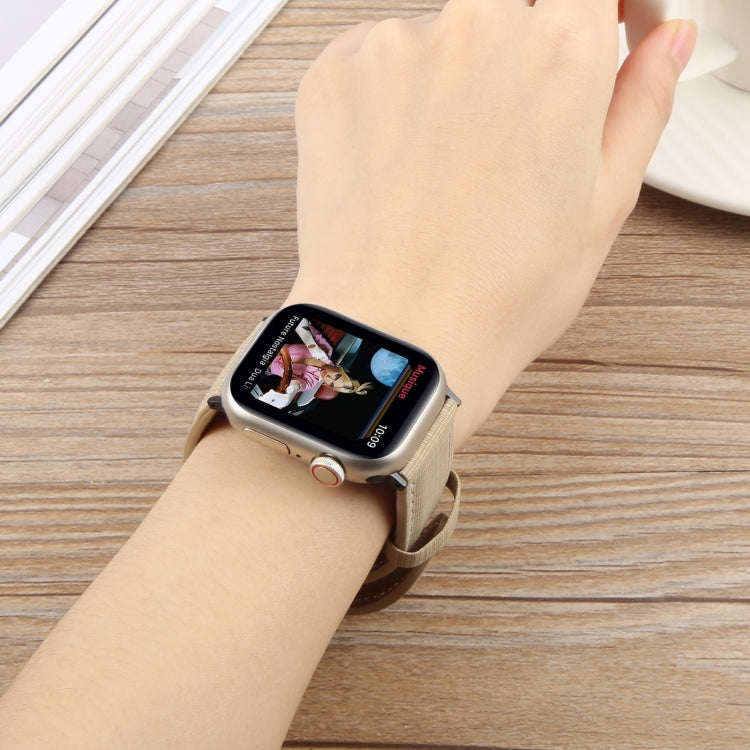 For Apple Watch 46mm / 49mm / 45mm / 44mm Plaid Buckle Microfiber Leather Watch Band(Green)