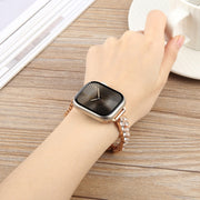 For Apple Watch 46mm / 49mm / 45mm / 44mm Quick Release Leaf Diamond Alloy Slim Watch Band(Rose Gold)