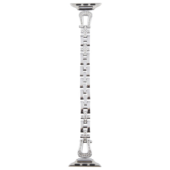 For Apple Watch 46mm / 49mm / 45mm / 44mm Quick Release U-Shaped Diamond Alloy Slim Watch Band(Silver)