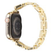 For Apple Watch 42mm / 41mm / 40mm / 38mm Quick Release U-Shaped Diamond Alloy Slim Watch Band(Gold)