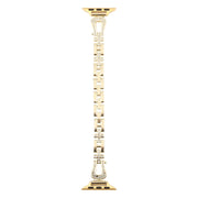 For Apple Watch 42mm / 41mm / 40mm / 38mm Quick Release U-Shaped Diamond Alloy Slim Watch Band(Gold)