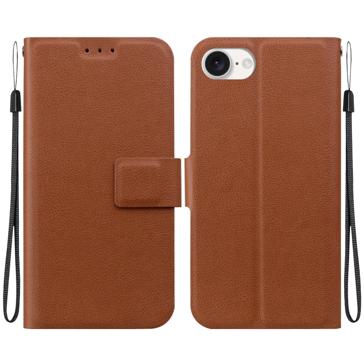 For iPhone 16e Ultra-thin Voltage Magnetic Buckle Leather Phone Case(Brown) - iPhone 16e Cases by PMC TechLife | Online Shopping South Africa | PMC TechLife | Buy Now Pay Later Mobicred