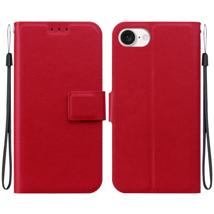 For iPhone 16e Ultra-thin Voltage Magnetic Buckle Leather Phone Case(Red) - iPhone 16e Cases by PMC TechLife | Online Shopping South Africa | PMC TechLife | Buy Now Pay Later Mobicred