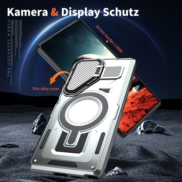 For Samsung Galaxy S25 5G Shield Frame Holder MagSafe Phone Case(Grey) - Galaxy S25 5G Cases by PMC Jewellery | Online Shopping South Africa | PMC Jewellery | Buy Now Pay Later Mobicred