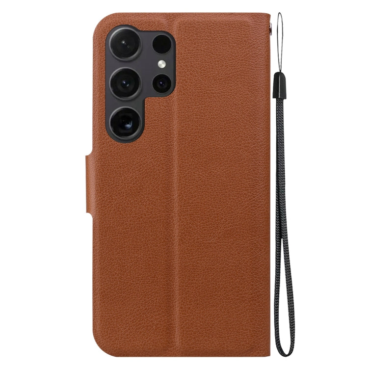 For Samsung Galaxy S25 Ultra 5G Ultra-thin Voltage Magnetic Buckle Leather Phone Case(Brown)