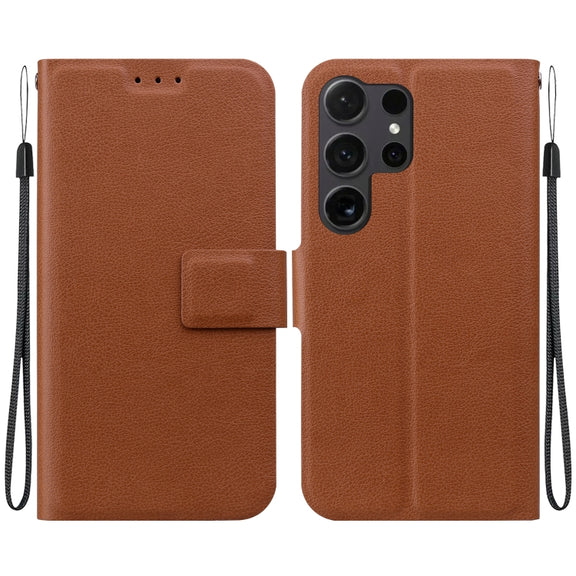 For Samsung Galaxy S25 Ultra 5G Ultra-thin Voltage Magnetic Buckle Leather Phone Case(Brown)