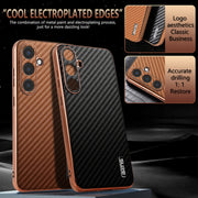 For Samsung Galaxy S25+ 5G AZNS Electroplated Edge Carbon Fiber Texture Phone Case(Blue)