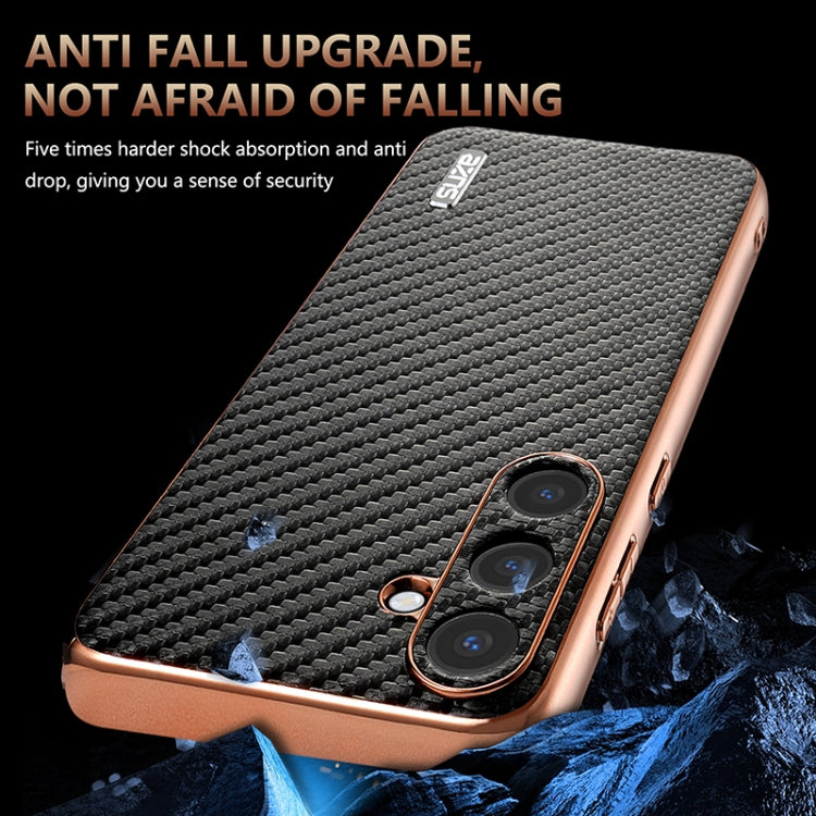 For Samsung Galaxy S25+ 5G AZNS Electroplated Edge Carbon Fiber Texture Phone Case(Blue) - free shipping - PMC Jewellery - Order now!