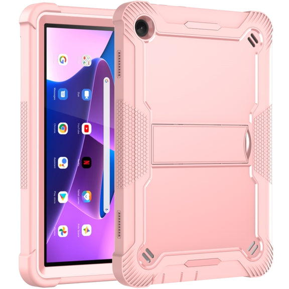 For Lenovo Tab M10 3rd Gen / TB328 Silicone Hybrid PC Tablet Case with Holder(Rose Gold)